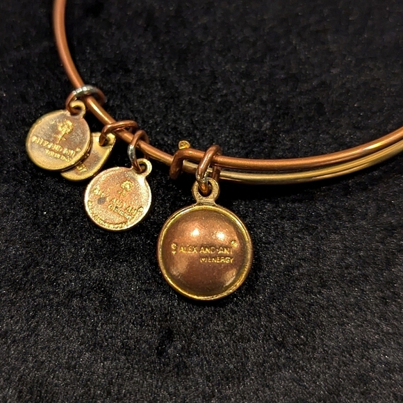 Alex and Ani Ruby Red Birthstone Gemstone Adjustable Charm Bangle Bracelet Gold - Picture 3 of 5